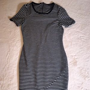 Black and White striped Express dress
